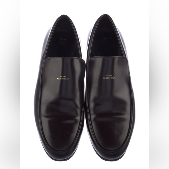 Toteme Shoes - Toteme Burgundy/Brown Oval Leather Loafers EU 37